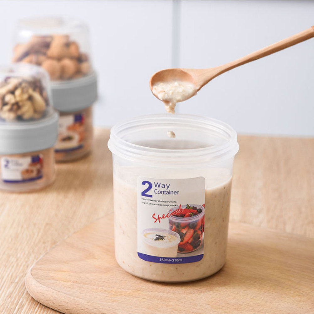 Meal Prep Yogurt Bowl - صندوق تخزين طعام محمول مزدوج الطبقات