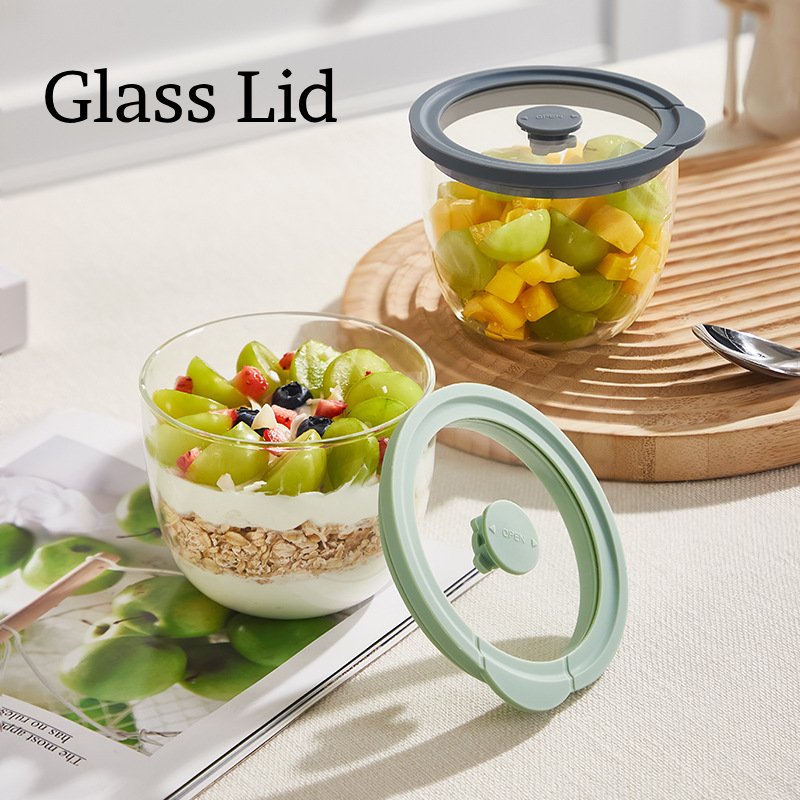 Meal Prep Yogurt Bowl - وعاء زجاجي لتخزين الشوفان الليلي مع