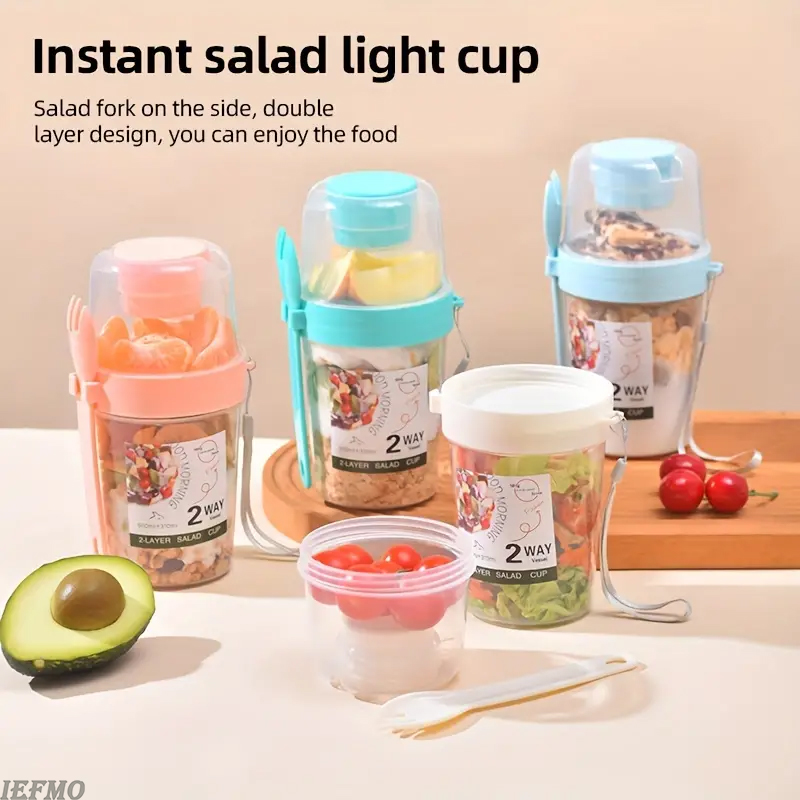 طقم وعاء سلطة محمول مع شوكة مد - مراجعة Meal Prep Yogurt Bowl وسعره